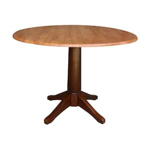 Olivia Cinnamon and Espresso 42 in. Drop-leaf Solid Wood Dining Table