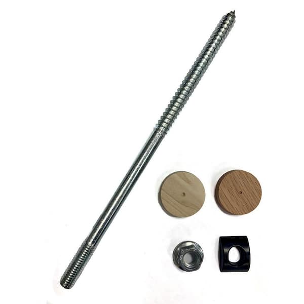 Stair Parts TitePost 10-3/4in. Silver Metal Newel Attachment Bolt with Oak Plug