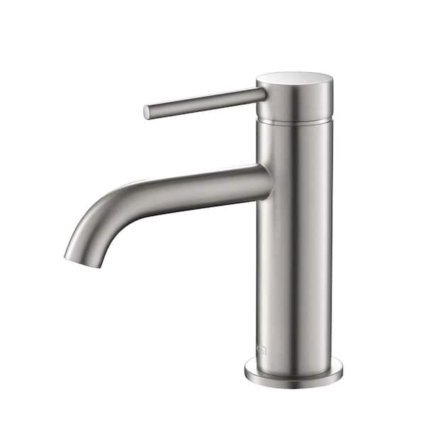 Circular Single Handle Bathroom Vanity Sink Faucet in Brushed Nickel