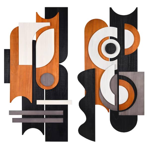 "Honeyed Dusk I And II" Hand Made And Hand Finished Dimensional Solid Wood Abstracts, 48 in. x 24 in.