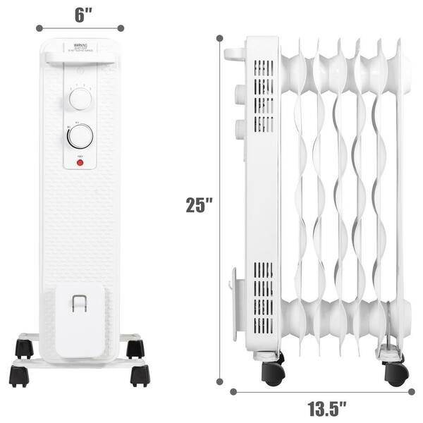 Gymax 1500-Watt Electric Oil Filled Radiator Space Heater with 3 Heating  Modes White GYM06344 - The Home Depot
