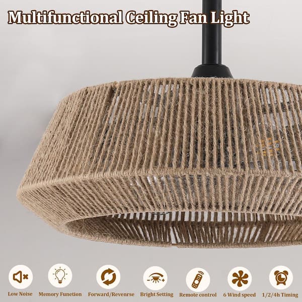 Jushua 19 in. 7-Light Dimmable Reversible DC Motor Flush Mount