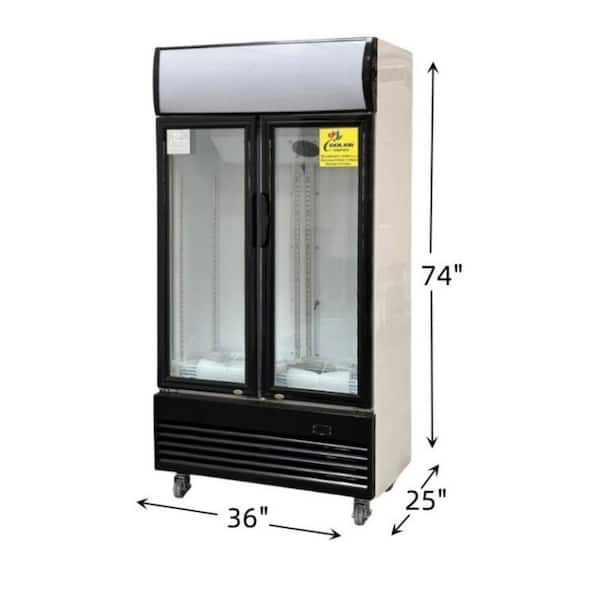 36 in. W 18 cu. ft. NSF Commercial 2-Glass Door Slim Upright Display Beverage Cooler Refrigerator in White