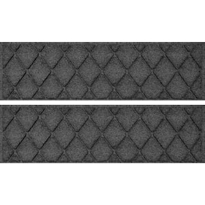 Waterhog Argyle Charcoal 8.5 in. x 30 in. PET Polyester Indoor Outdoor Stair Tread Cover (Set of 4)