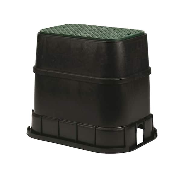 Rain Bird 14 in. x 19 in. Rectangular Valve Box Extension and Cover, 6-3/4 in. Height; Black Box, Green Cover