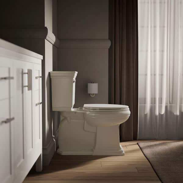 KOHLER Brevia Quiet-Close Elongated Closed Front Toilet Seat in Biscuit