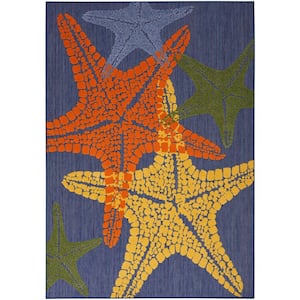 Aloha Blue Multicolor 5 ft. x 8 ft. Nature-inspired Contemporary Indoor/Outdoor Area Rug