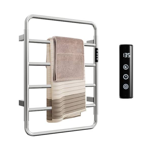 5-Bar Stainless Steel Electric Towel Warmer in Silver, Wall Mounted Towel Warmer,Electric Heated Towel Rack for Bathroom