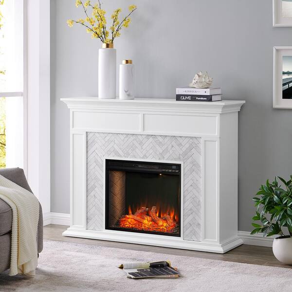 Southern Enterprises Doris Alexa Enabled Tiled Marble 50 In Electric Smart Fireplace Mantel White And Gray Hd014036 The Home Depot - Electric Fireplace With Mantel Home Depot Southern Enterprises Doris Alexa Enabled Tiled Marble 50 In Electric Smart Fireplace Mantel White And Gray Hd014036 The Home Depot - Electric Fireplace With Mantel Home Depot