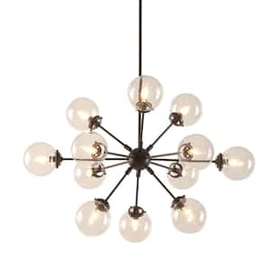 12-Light Bronze Chandelier with Oversized Globe Bulbs
