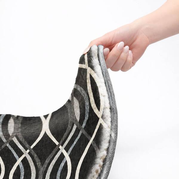 Dream Shag Premium Machine Washable Abstract ADS757 Black 2 ft. x 7 ft. Runner Rug