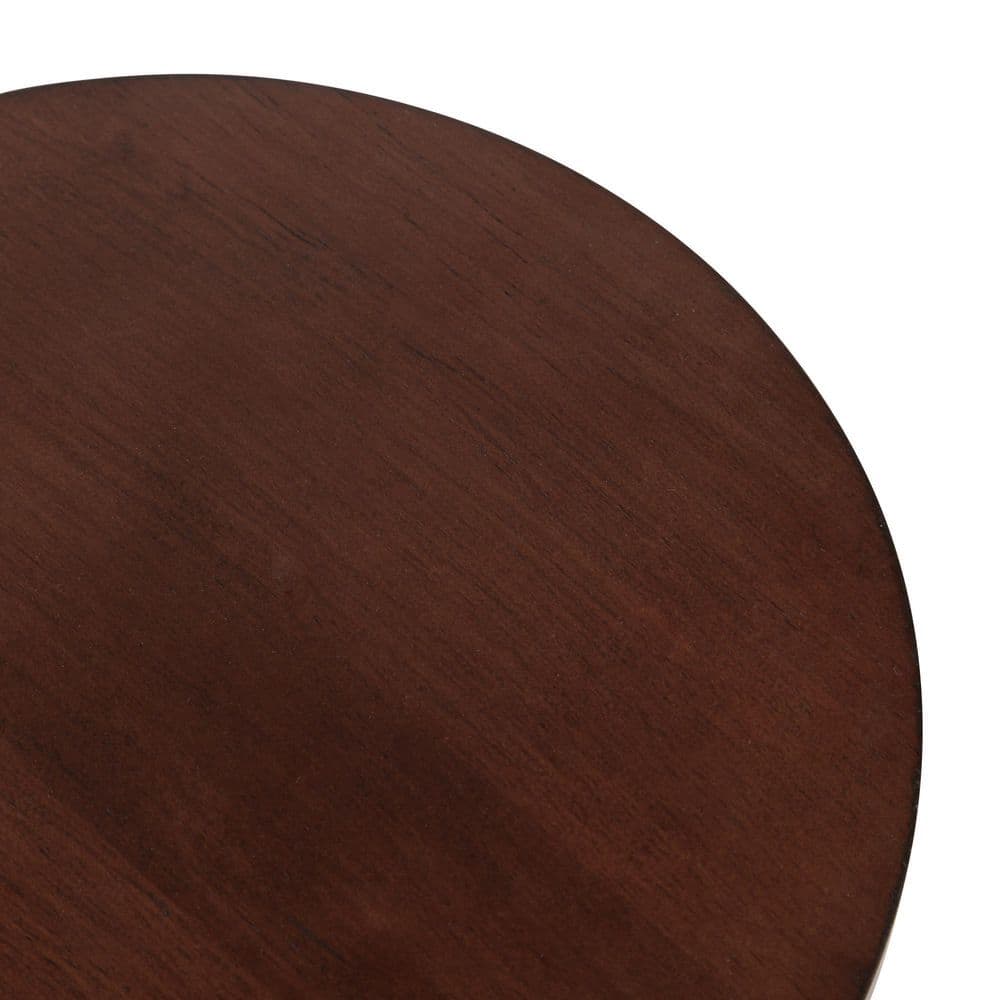 Walnut Brown Round Wood Nesting Tables, Set of 2