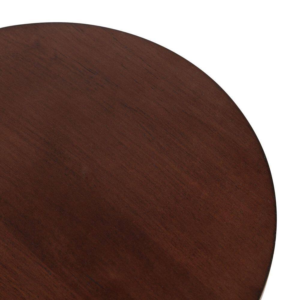 Walnut Brown Round Wood Nesting Tables, Set of 2