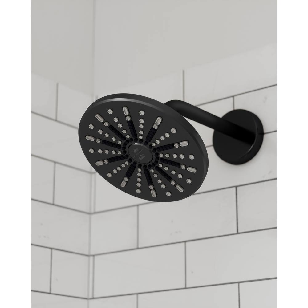 Matte Black 8-Inch Round Wall Mounted Rain Shower Head