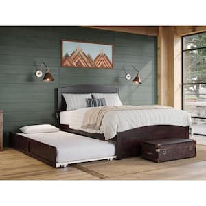 Warren, Solid Wood Platform Bed with Footboard and Twin XL Trundle, Queen, Espresso