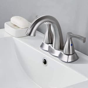4 in. Centerset Double-Handle Bathroom Faucet with Pop-Up Drain Assembly in Brushed Nickel
