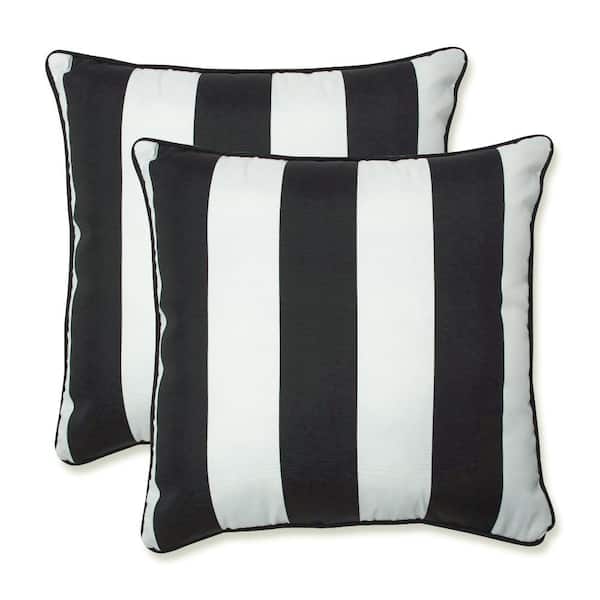 Pillow Perfect Stripe Black Square Outdoor Square Throw Pillow 2-Pack