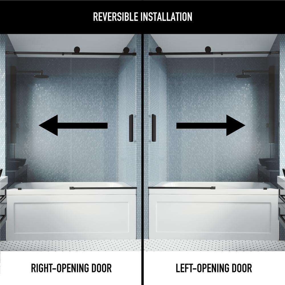Elan 66" Frameless Sliding Tub Door with Matte Black Hardware
