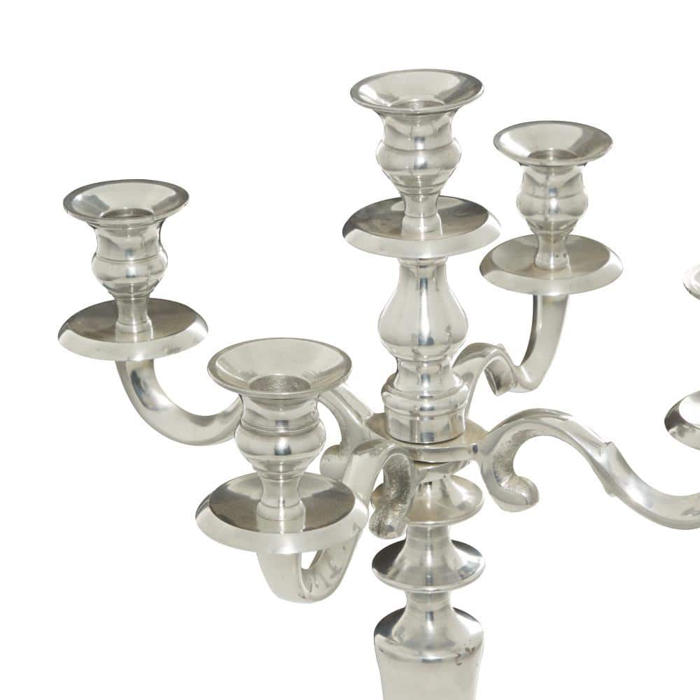 Tall Silver Aluminum 5-Holder Traditional Candelabra