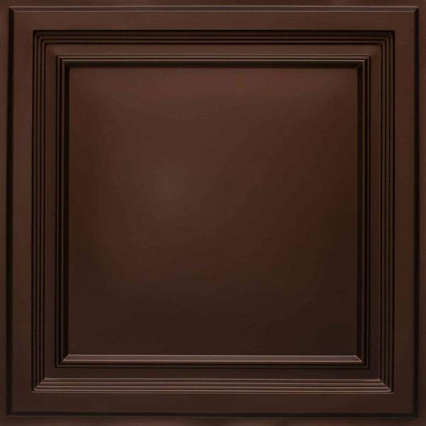 FROM PLAIN TO BEAUTIFUL IN HOURS Galleria Mocha 2 ft. x 2 ft. PVC Faux Tin Glue-up or Lay-in Ceiling Tile (100 sq. ft./case)