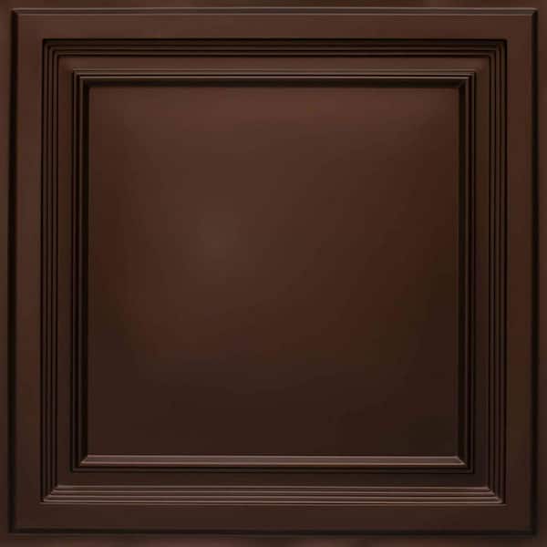 FROM PLAIN TO BEAUTIFUL IN HOURS Galleria Mocha 2 ft. x 2 ft. PVC Faux Tin Glue Up or Lay In Ceiling Tile (200 sq. ft./case)