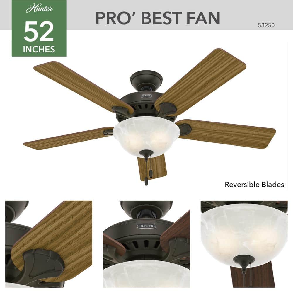 New Bronze 52" Ceiling Fan with Cherry/Oak Reversible Blades and LED Light