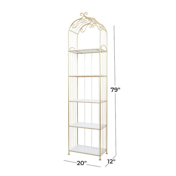 79 in. Gold Marble Glam Shelving Unit