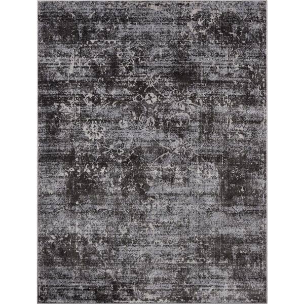 Well Woven Zazzle Thiva Vintage Oriental Floral Pattern Grey 7 Ft. X 9 ...