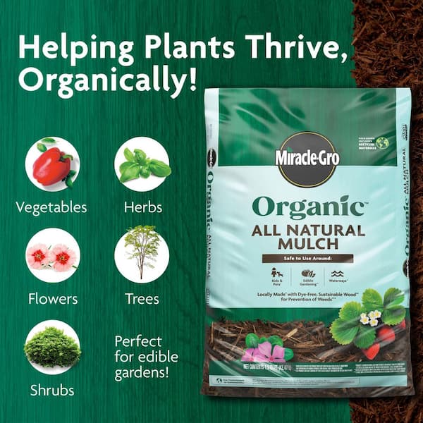 Organic All Natural Mulch, 1.5 cu. ft., Natural Brown, Shredded, Wood, Bagged Mulch, OMRI Listed, Pallet (80-Pack)
