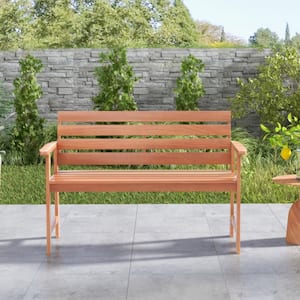 48 in. Outdoor Lounge Chair Patio Solid Wood Bench 2-Seat Chair with Breathable Slatted Seat and Inclined Backrest