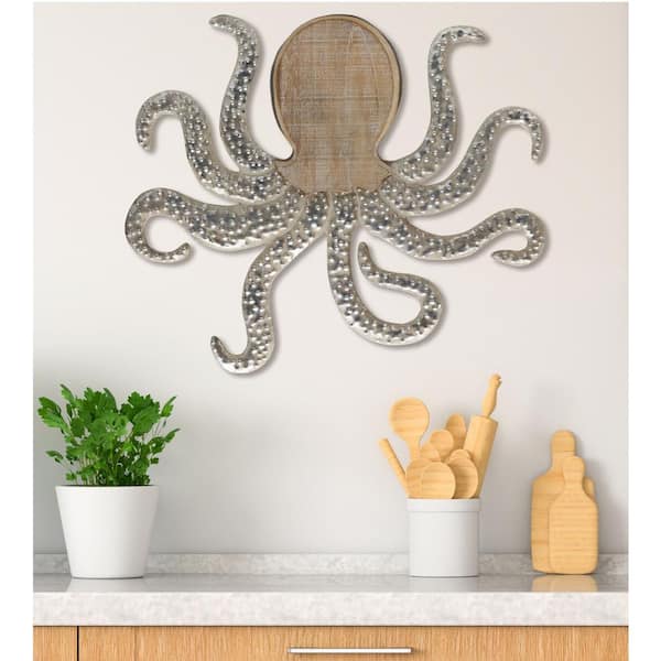 22 in. x 19 in. Metal Coastal Living Octopus Wall Decor