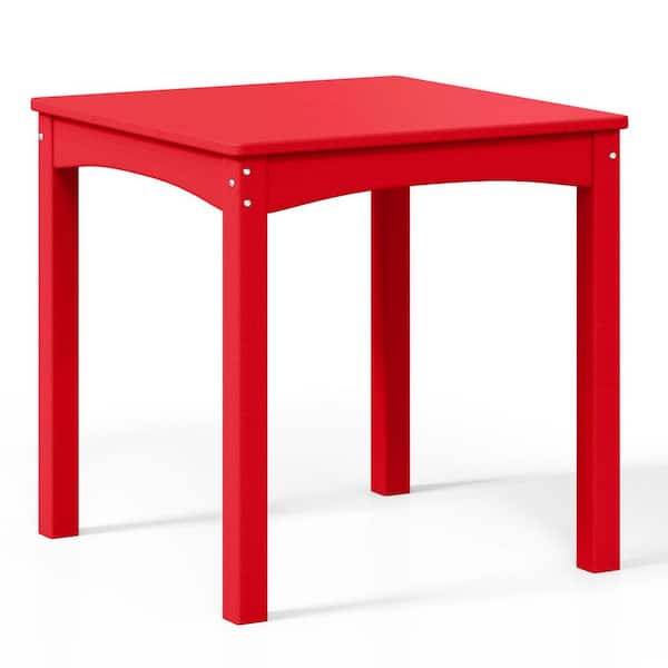 Garden Party Children's 5-Piece Square Outdoor Patio All Weather HDPE Plastic Top Red Dining Table Set