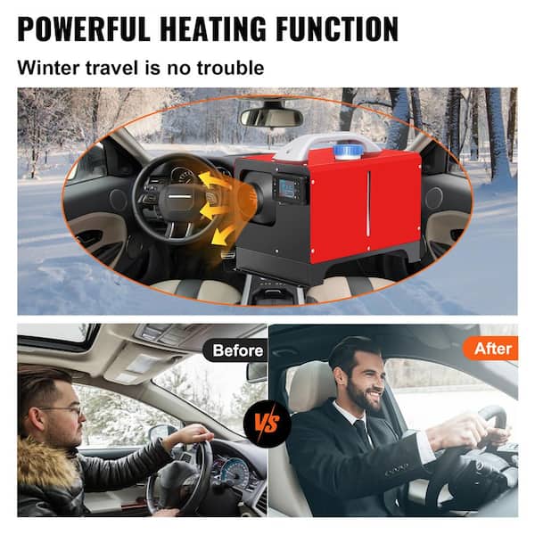 VEVOR Diesel Air Heater, 5KW 12V Parking Heater, Mini Truck Heater, Single Outlet Hole, with Black LCD, Remote Control, Fast He