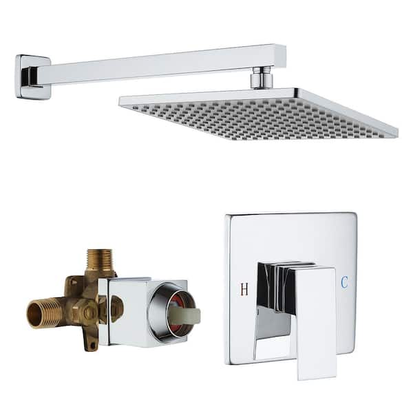 Boyel Living 1-Spray Pattern 9 in. with 1.8 GPM Wall Mount Square Fixed Shower Head in Chrome