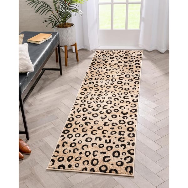 Leopard Print Rug Animal Black Area Carpet for Living Room - Warmly Home