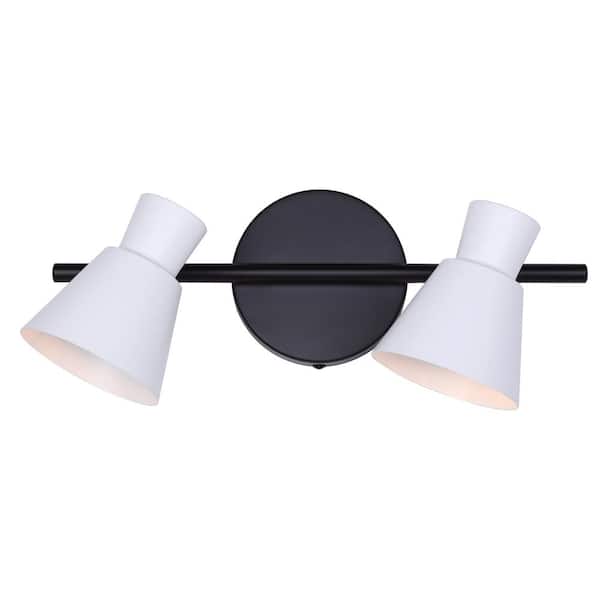 CANARM Radley 2 ft. Matte White Halogen Wall Mounted Hard Wired Track Lighting Kit with Cylinder Head