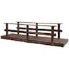 5' Wooden Garden Bridge With Safety Rails, Natural Wood Footbridge For Ponds & Streams