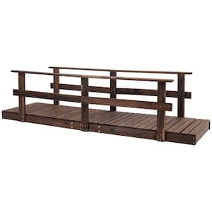 7 ft. Wooden Garden Bridge with Safety Rails, Backyard Footbridge for Ponds, Creeks, Streams, Stained Finish