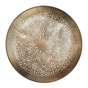 31 in. x 31 in. Large Round Bronze Metal Moroccan Print Wall Decor