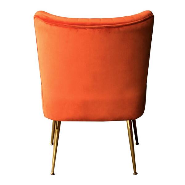 WESTINFURNITURE Trinity 22 in. Orange Velvet Channel Tufted