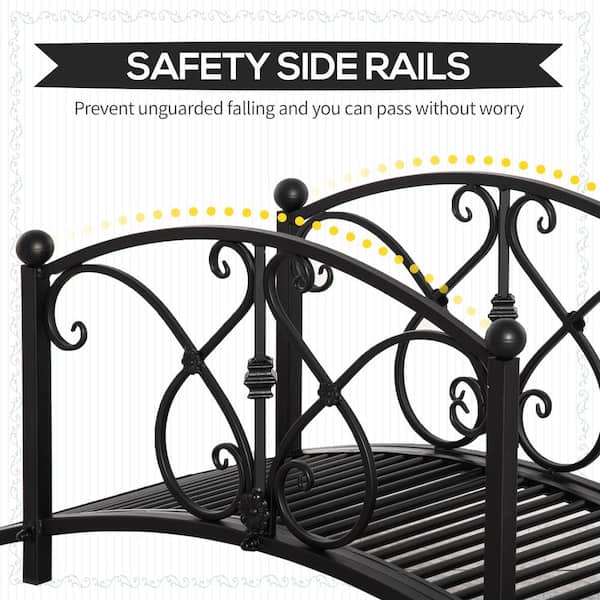 Outsunny 3.3 ft. Metal Arch Zen Garden Bridge with Safety