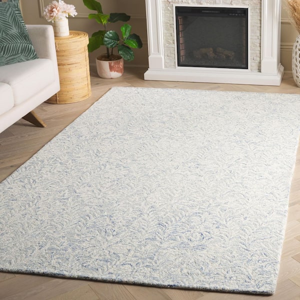 Ebony 5 ft. x 8 ft. Blue/Ivory Floral Area Rug