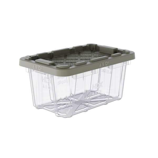 6.5-Qt Tough Storage Tote in Clear with Army Green Lid