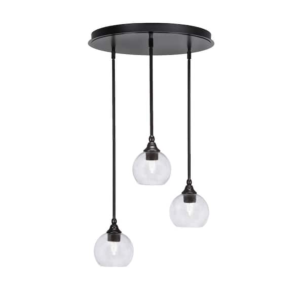 Unbranded Villa 3 Light Espresso Pendant, Cluster Pendant Light with 5.75 in. Clear Bubble Glass Shades, No bulb Included