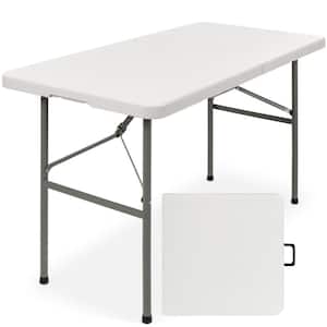 4 ft. Plastic Folding Picnic Table, Indoor Outdoor Heavy-Duty Portable with Handle, Lock