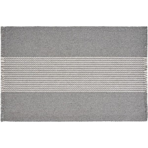 Bold 19 in. x 13 in. Gray Striped Cotton Placemats (Set of 4)
