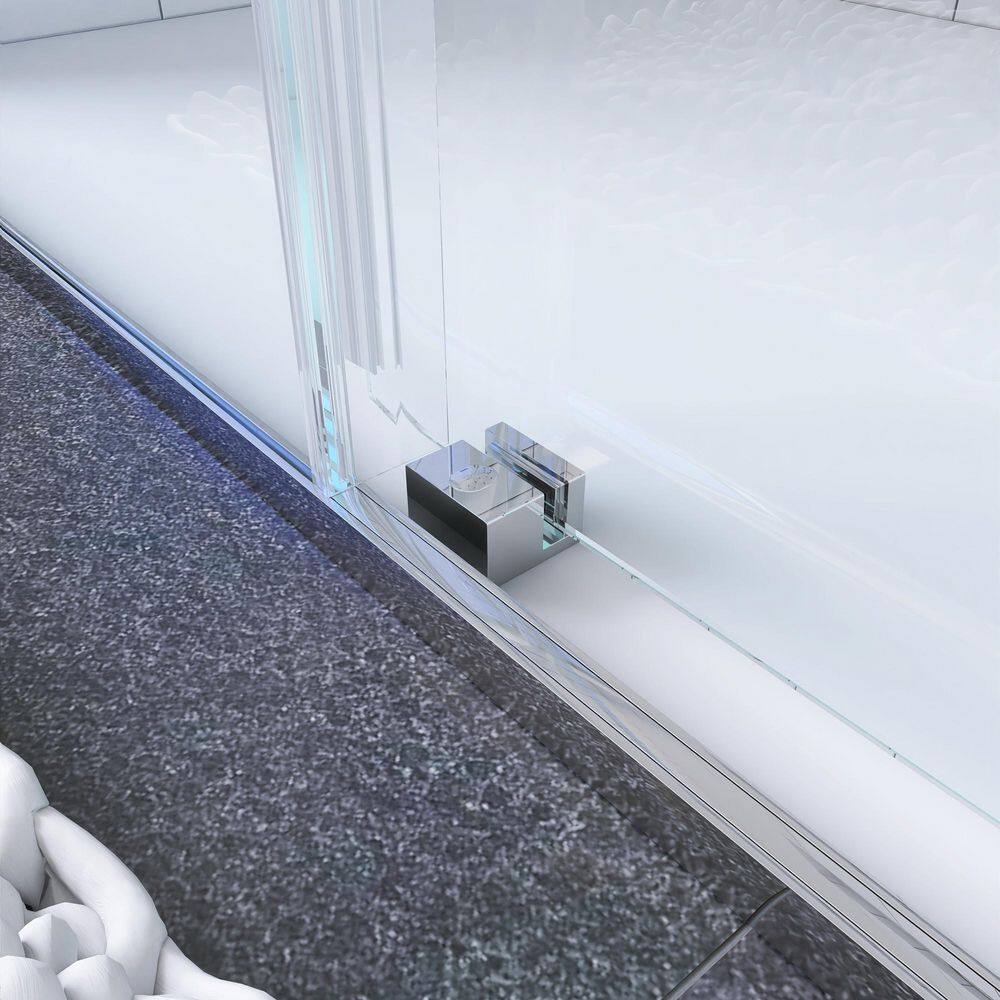 60" Chrome Semi-Frame Sliding Shower Door with Tempered Glass
