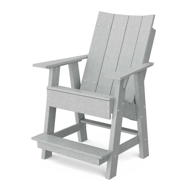Wildridge Contemporary Light Gray Plastic Outdoor High Adirondack Chair