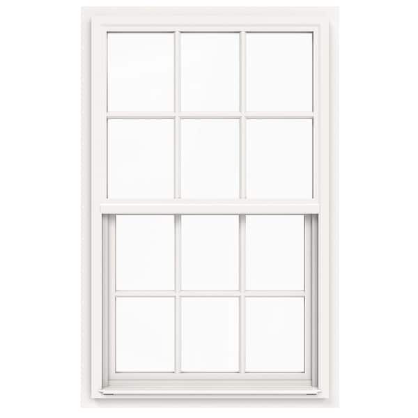 JELD-WEN 30 in. x 42 in. V-4500 Series White Single-Hung Vinyl Window with 6-Lite Colonial Grids/Grilles
