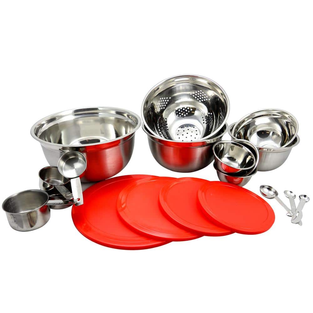Ovente 3-Piece Mixing Bowls with Lids Stainless Steel Kitchen Storage Bakeware Set